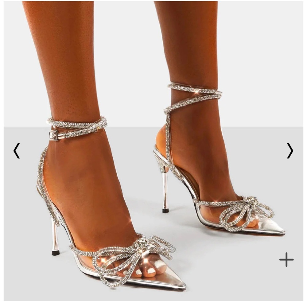Elegant Silver Strappy Heels